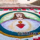 Imagen de Jesus de Nazaret plasmada en aserrin en Tlaltizapán, Morelos