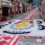 Tapete con Figura alusiva al Santísimo Sacramento en Tlaltizapán Morelos