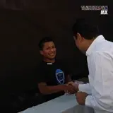 El presidente en turno dando la bienvenida a los artesanos en la feria