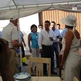 El presidente en turno dando la bienvenida a los artesanos en la feria