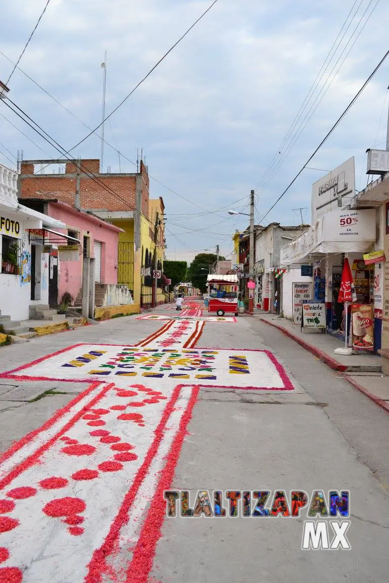 Tapetes sobre calle Hidalgo Sur.