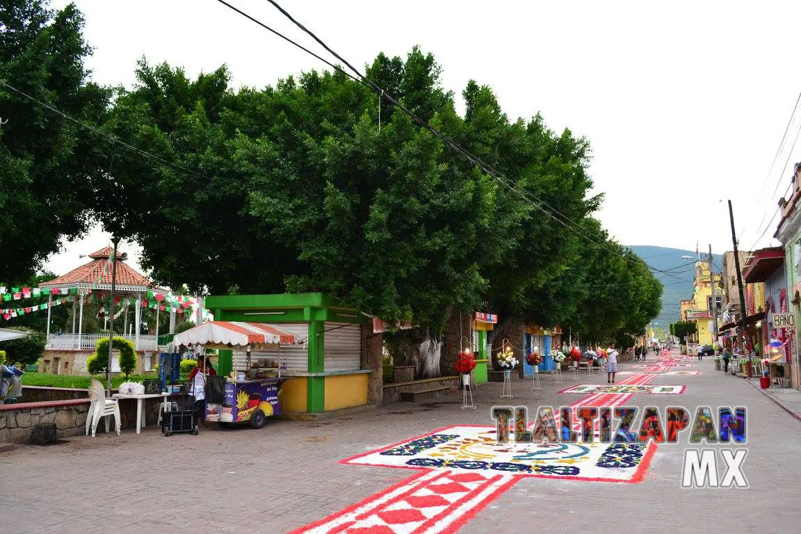 Tapetes colocados cerca del centro de Tlaltizapán.