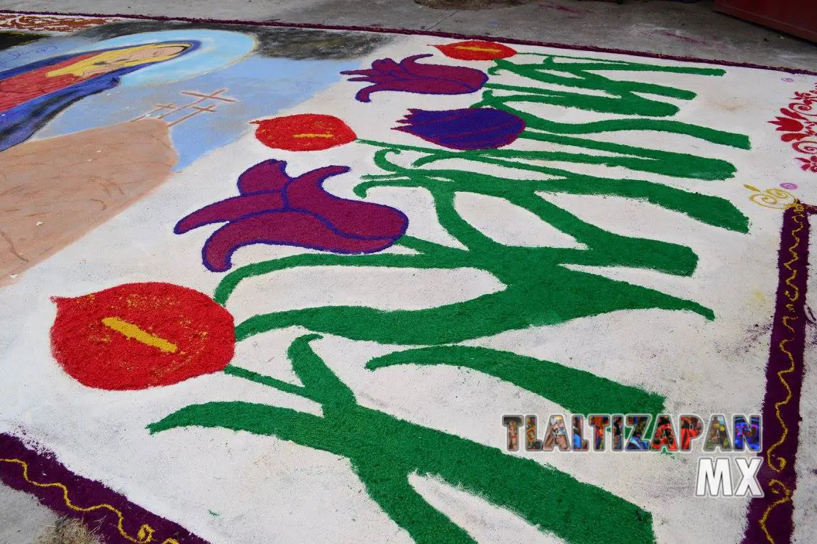 Tapetes en el interior de la Iglesia Tlaltizapán.