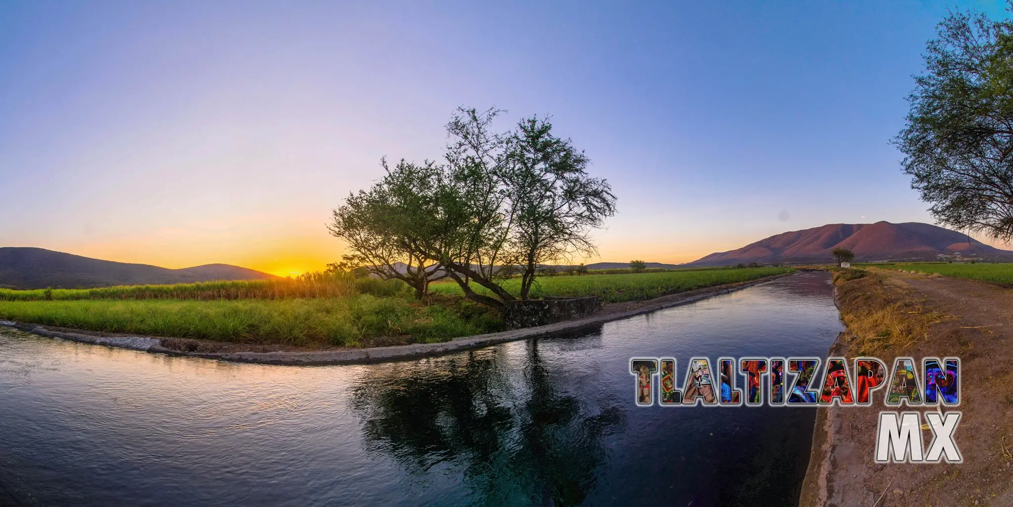 Hermoso paisaje del Canal de Tlaltizapán al amanecer