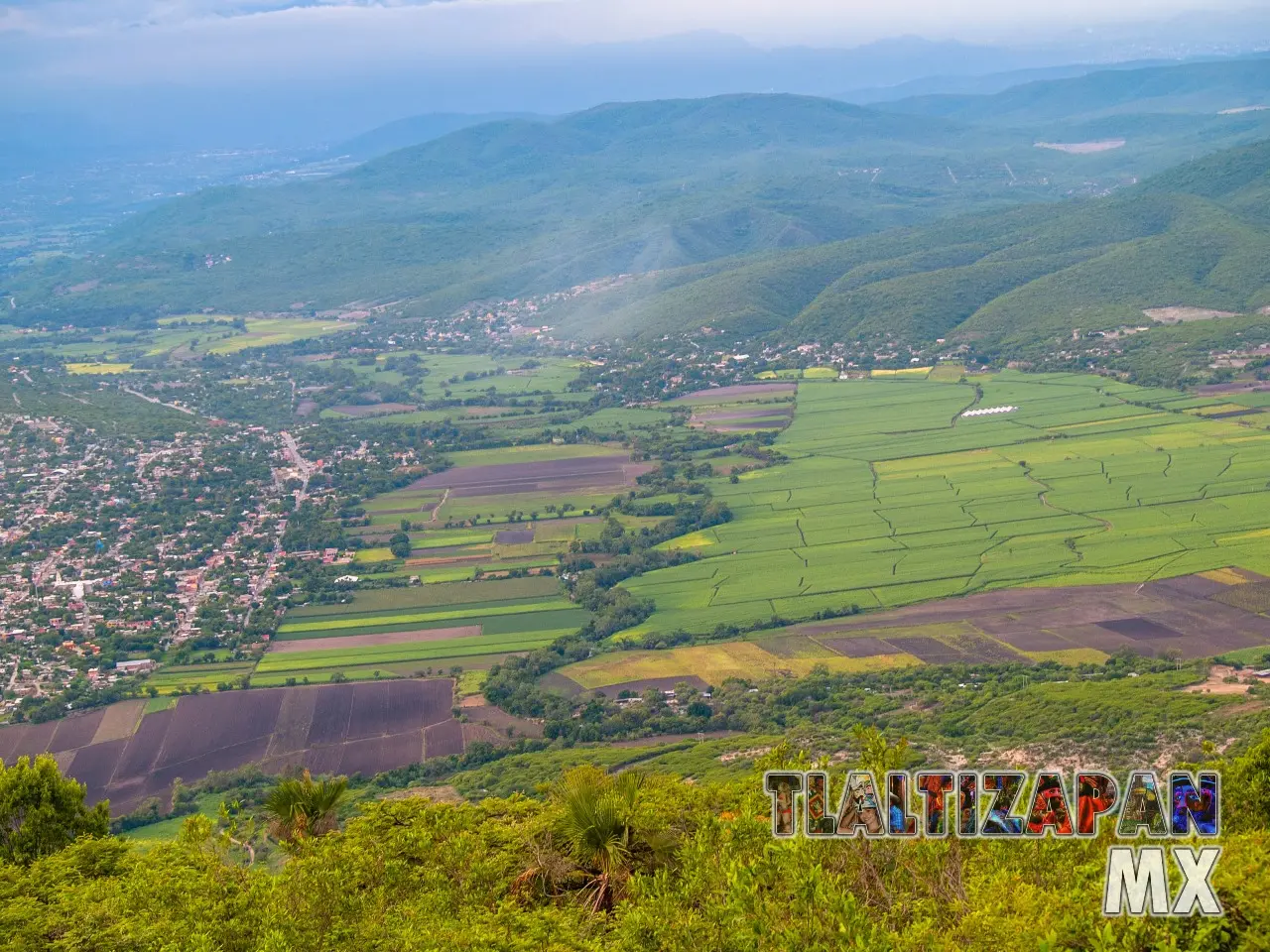 Vista panoramica de los campos de Tlaltizapán y el rio de yautepec