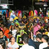 Los chinelos en la noche del carnaval en Tlaltizapán 2023.