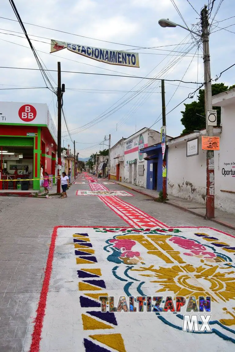 Tapetes sobre la calle Hidalgo Sur esquina con Independencia.